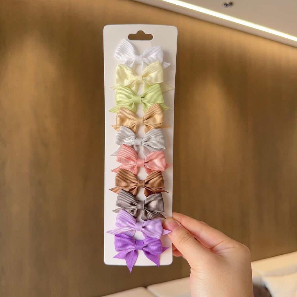 10Pcs/Set New Solid Color Ribbon Kids Bows Hair Clips for Baby Girls Handmade Bowknot Hairpin MiNi Barrettes Hair Accessories