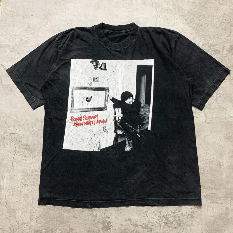 1984 Британский Эйсид-рок Primal Scream Оригинальный состав Американский кэжуал красная футболка с коротким рукавом Раскованные улицы Литературный