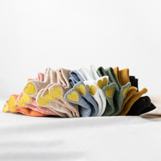 1 пара женских носков с вышивкой в ​​виде сердца, укороченные, без запаха, однотонные, высокоэластичные, противоскользящие, впитывающие пот, противоусадочные, спортивные носки