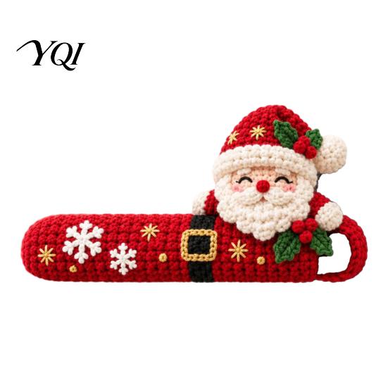 Festive Holiday Room Decor Christmas Door Handle Cover, Knitted Lever Handles Cute Santa Gingerbread Static Free Covers Man Penguin, Sleeve