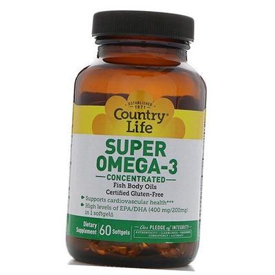 Концентрат Рыбьего жира, Super Omega-3 Concentrated, 60гелкапс (67124005)