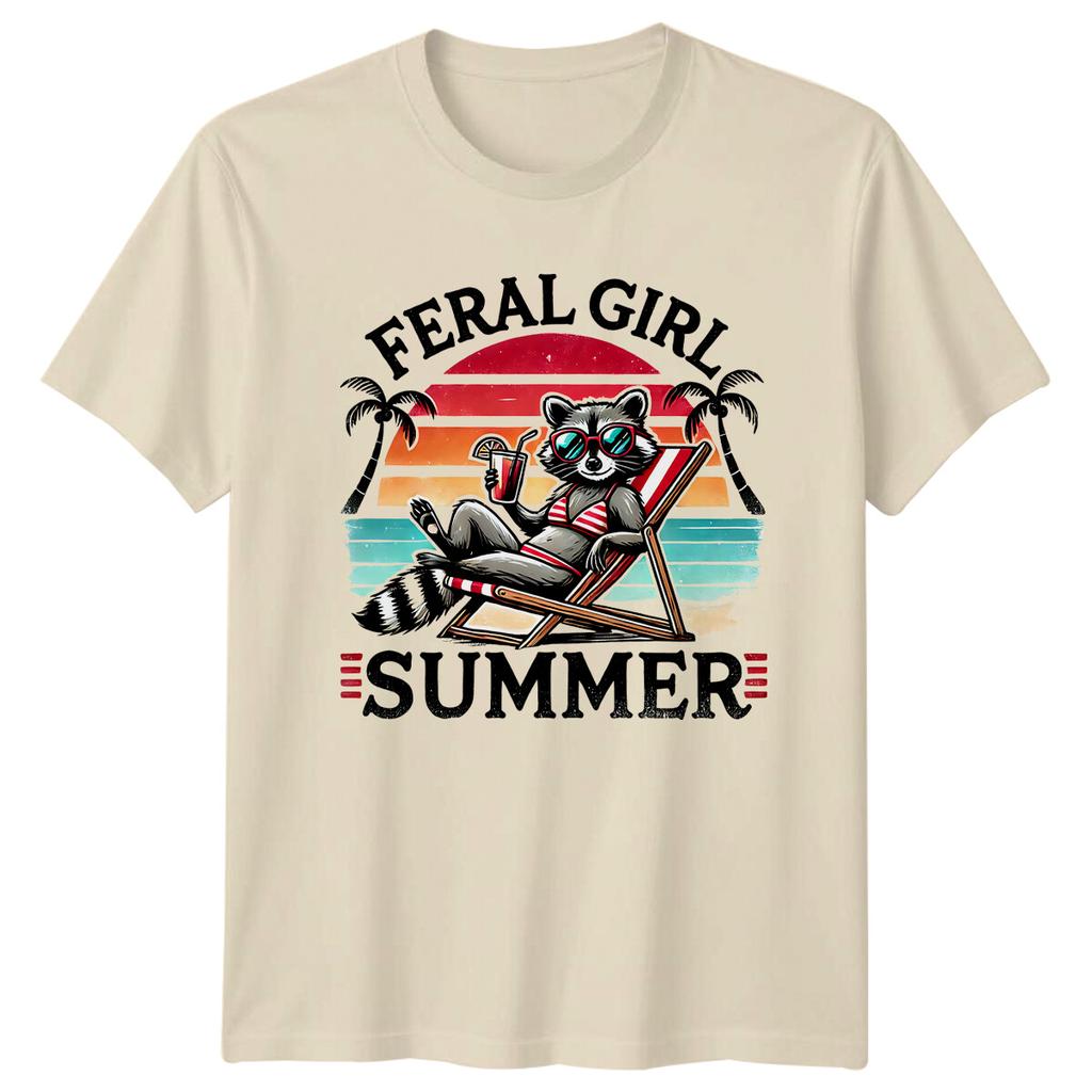 Raccoon Summer T-Shirt, Retro Beach Vacation Animal Pun Tee