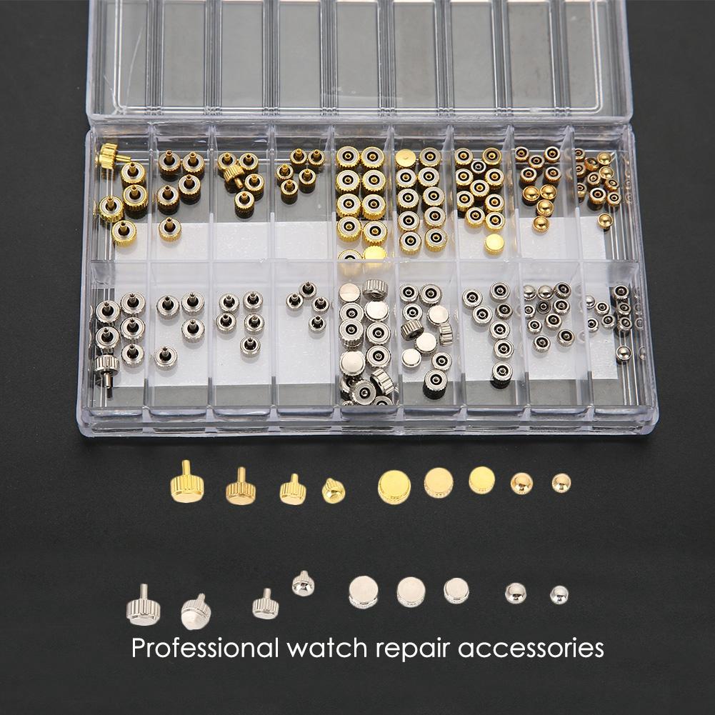 Watch Crown Parts Set Lot Replacement Assorted Gold & Silver Dome Flat Head