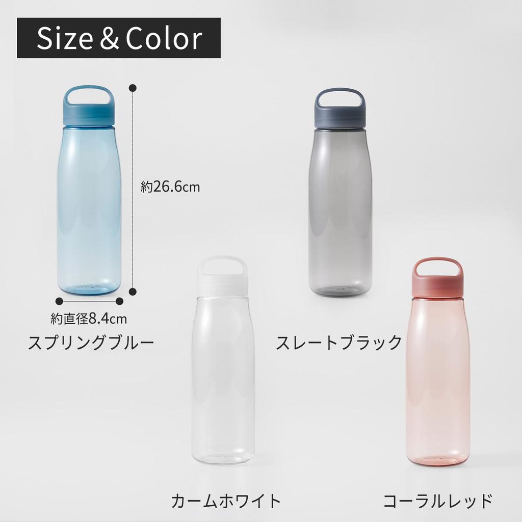 Marna Daily Water 1L In Smooth Dishwasher Easy To Coral K819R Bottle, (Made Japan/Gasketless), Glass-Like Mouth, Lightweight, Safe, Clean, BPA-Free,