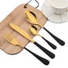 24Pcs Cutlery Set Black Stainless Steel Tableware Set Steak Knife Dinner Fork Spoon Tea Spoon Suitable for Family Parties