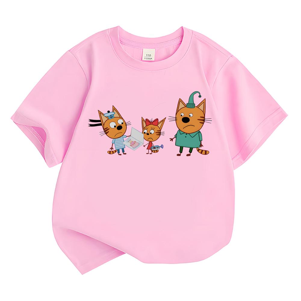 Kid-e-cats Детская футболка для девочек Летняя с коротким рукавом Мягкая 100% Хлопок Мультяшные Детские Розовые Топы Одежда для Малышей и Детей аниме футболка Милая футболка