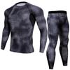 Men's Snakeskin Quick-Dry Fitness Two-Piece Set: Breathable Long-Sleeve Top and Pants for Running, Cycling, and Exercise.