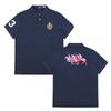 Летняя мужская и женская хлопковая рубашка-поло Ralph Lauren с принтом 3 лошадей и вышивкой герба