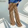 ZANZEA Spring Women Wide Leg Pants Elastic High Waist Long Trousers