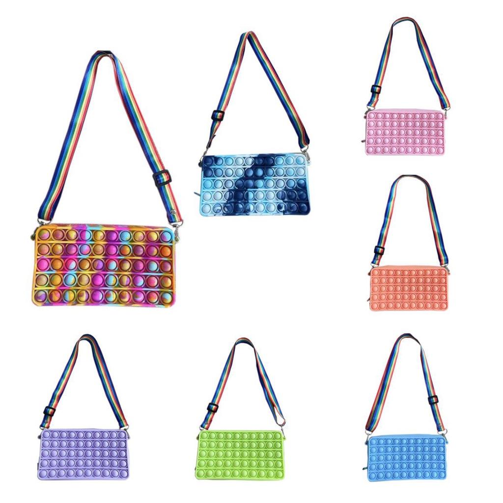 Soft Silicone Pop It Shoulder Bag With Decompression Toys For Stress Reduction