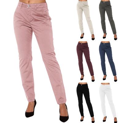 Женские однотонные модные повседневные прямые узкие брюки с высокой талией и карманами