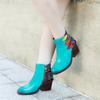 Women's Shoes Genuine Leather Sandals Fashionable And Elegant Embossed Retro Hand Painted High Heel Shoes