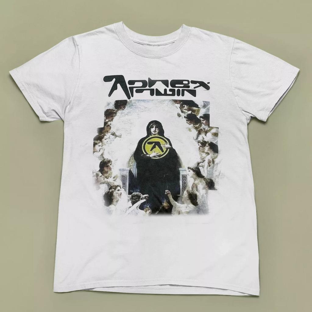 Aphex Twin Группа Подарок для Поклонников Белая Футболка Американская Мужская Женская Хип-хоп Уличная Метал Группа С Коротким Рукавом Хлопок Группа Певец Топ