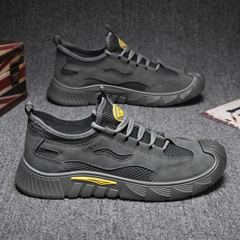2025 мужская обувь весна новая сетчатая дышащая повседневная рабочая обувь модная универсальная обувь для строительства грязеотталкивающая сетчатая обувь