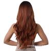 26 Inch Ombre Brown Long Wavy Synthetic Wig With Middle Part Women Heat Resistant Fiber Full Cap Design