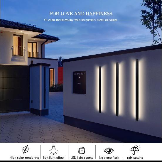 LED Lighting Wall Lamp IP65 Garden AC Long Wall Light Outdoor Waterproof Modern Long Strip 85-256v OutdoorDecoration