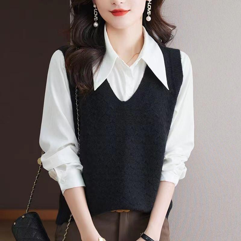 Женский свитер-жилет свободного кроя, повседневный вязаный жилет, свитер с круглым вырезом, женские топы-жилеты