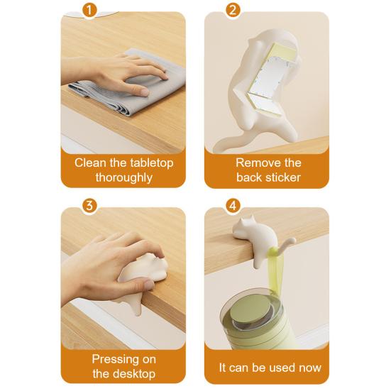 1/3Pcs Cute Cat Shaped Hook Table Handbag Hanger Strong Load-bearing Multipurpose Heavy Duty Purse Hook Bag Holder