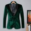 Golden Velvet Suit Coat Single Button Lapels Long Sleeve Suit Jacket Patchwork Color Business Formal Outerwear
