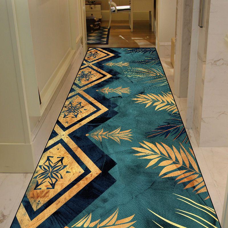 Green Plant Pattern Long Corridor Carpet Living Room Light Luxury Rug Home Hall Runner Carpet Non-slip Doorway Hallway Floor Mat
