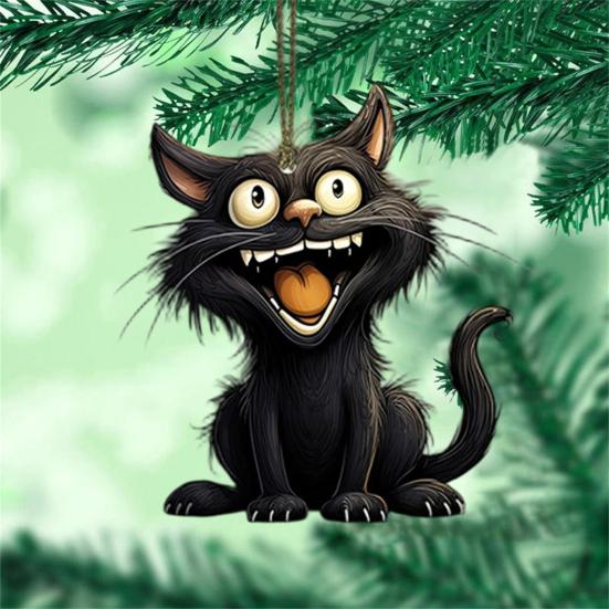 10/20 шт. Хэллоуин Черный кот Подвесное украшение В помещении На улице Зеркало заднего вида автомобиля 2D Плоский акриловый котенок Подвесное украшение Подвеска