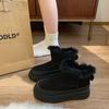 Women's Winter Chunky Platform Snow Boots Anti-Slip Comfortable Short Booties Shoes With Faux Fur Lining for Women Casual Faux Suede Warm Ankle Boots