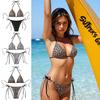 1Pc Bikini Sexy Drawstring Tie Fashion Printed Personality Leopard Print Backless Swimsuit