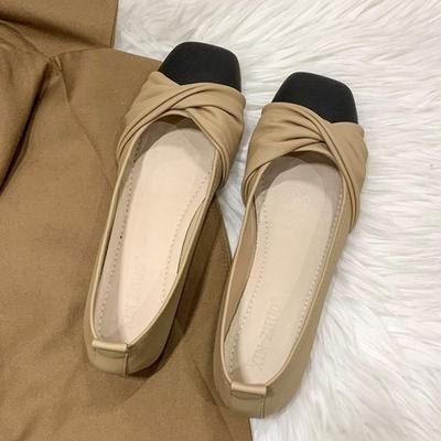 Мода 2025 Женская обувь на низком каблуке Осень Элегантные плиссированные туфли с бантом Модные новые тренды Сандалии Комфорт Мягкие Платье Zapatillas Mujer