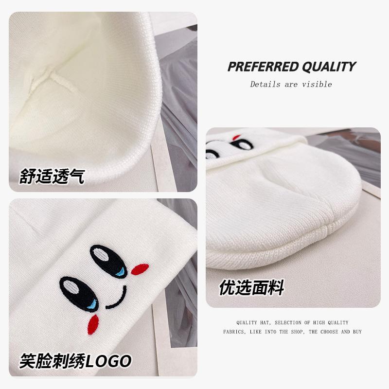 Cartoon Big-Eyed Knit Hat for Women, Winter Outdoor Cycling Cold-Proof Hat, Versatile Knit Hat for Big Heads, Maternity Hat
