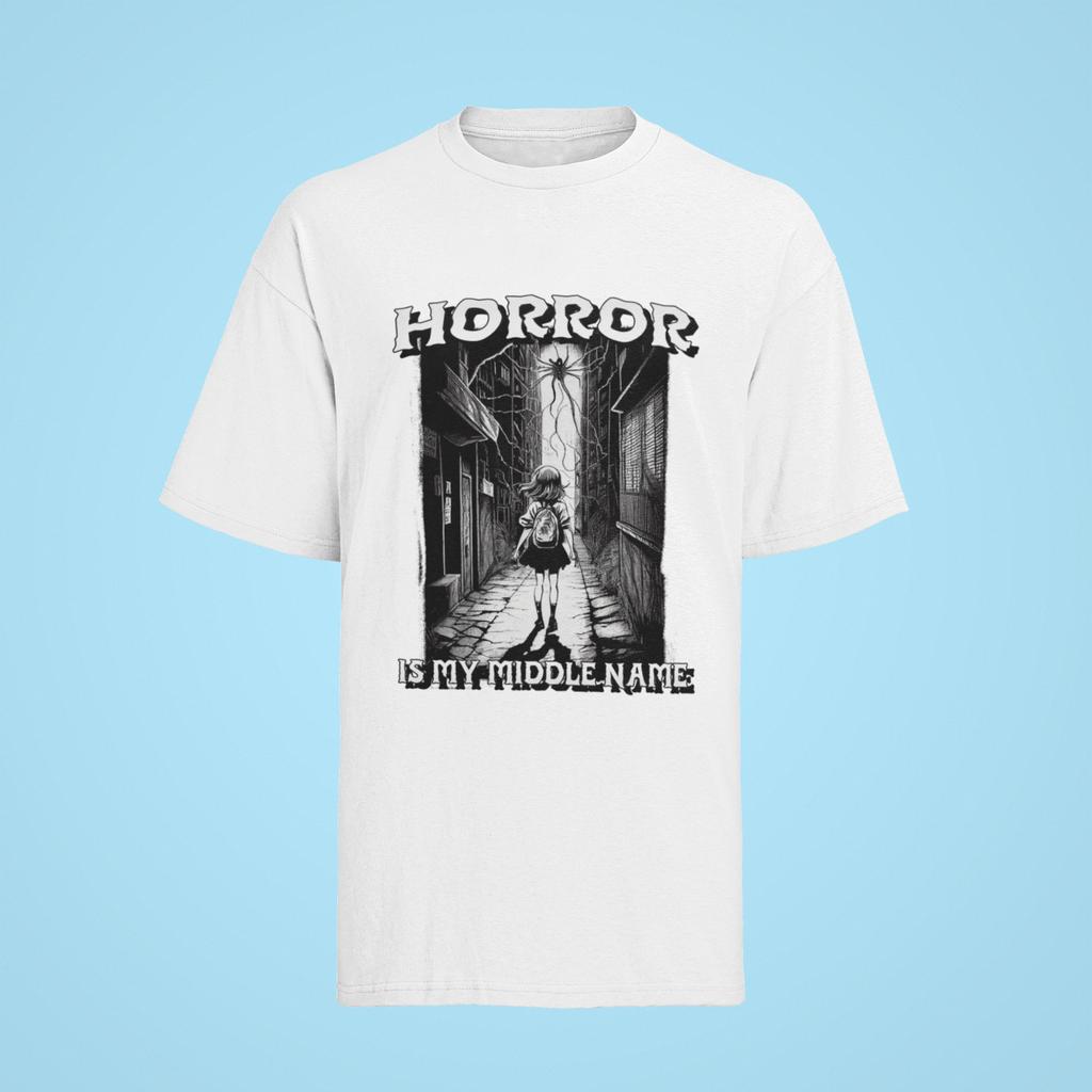 Mens Organic Cotton T-Shirt Mens Womens Tees Top - "Anime Horror is My Middle Name"