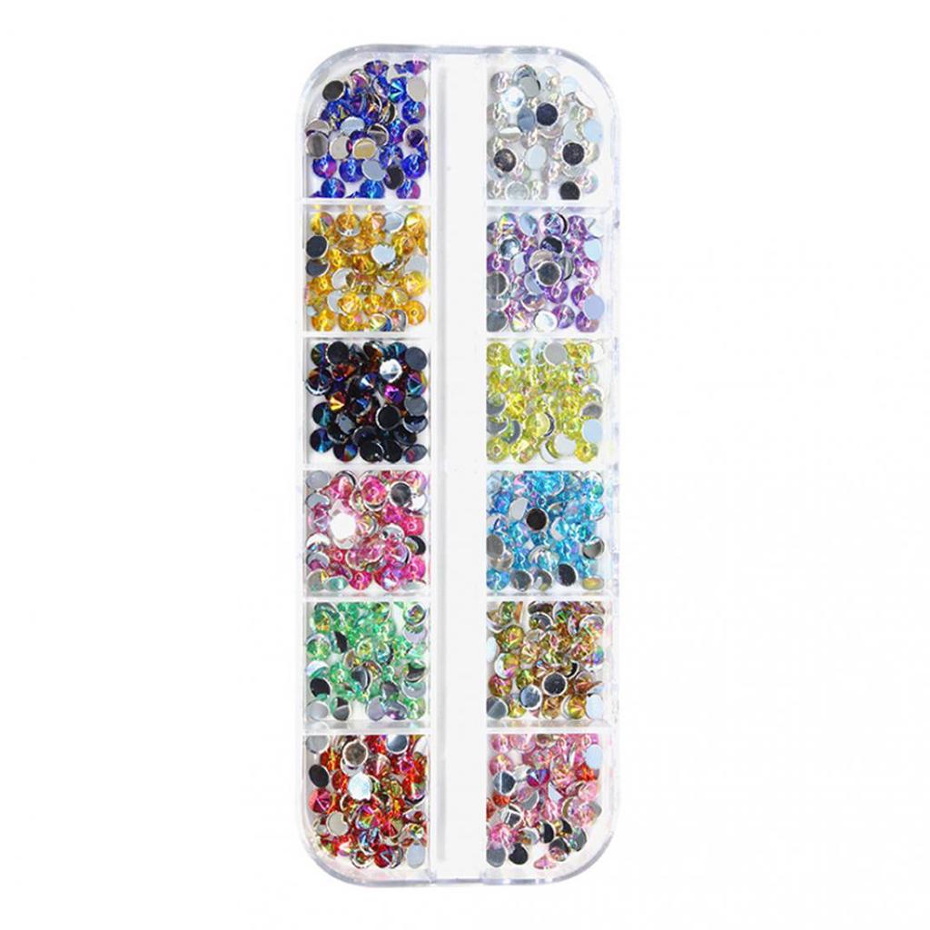 12 Grid 3D DIY Glitter Nail Art Rhinestone Sequins Decoration Manicure Tips