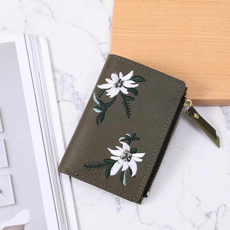 Yogodlns Модный кожаный короткий женский кошелек, женский маленький клатч, карман для монет, держатели для карт, женский кошелек с вышивкой