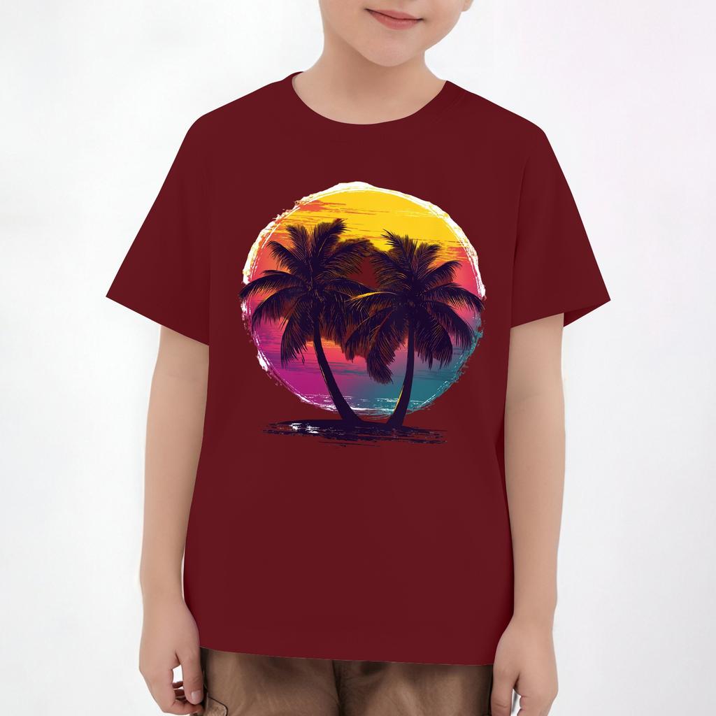 Детские топы с коротким рукавом, повседневная футболка с принтом, круглый вырез, блузка-пуловер