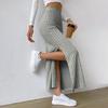 Women Maxi Ribbed Skirt Igh Waist Stretchy Rib Knit Split Slit Hem Midi Pencil Skirt Long Skirt Streetwear