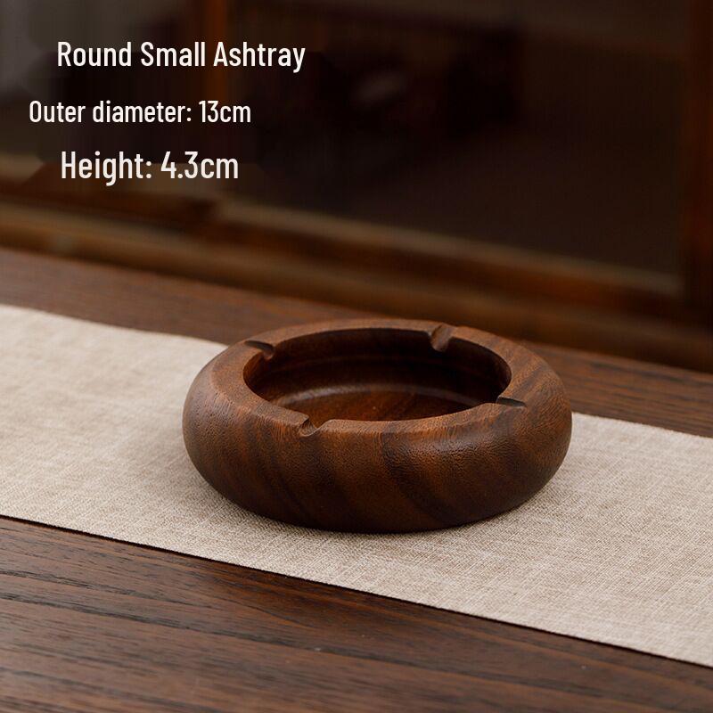 Large South American Walnut Ashtray with Lid - Retro Chinese Style
