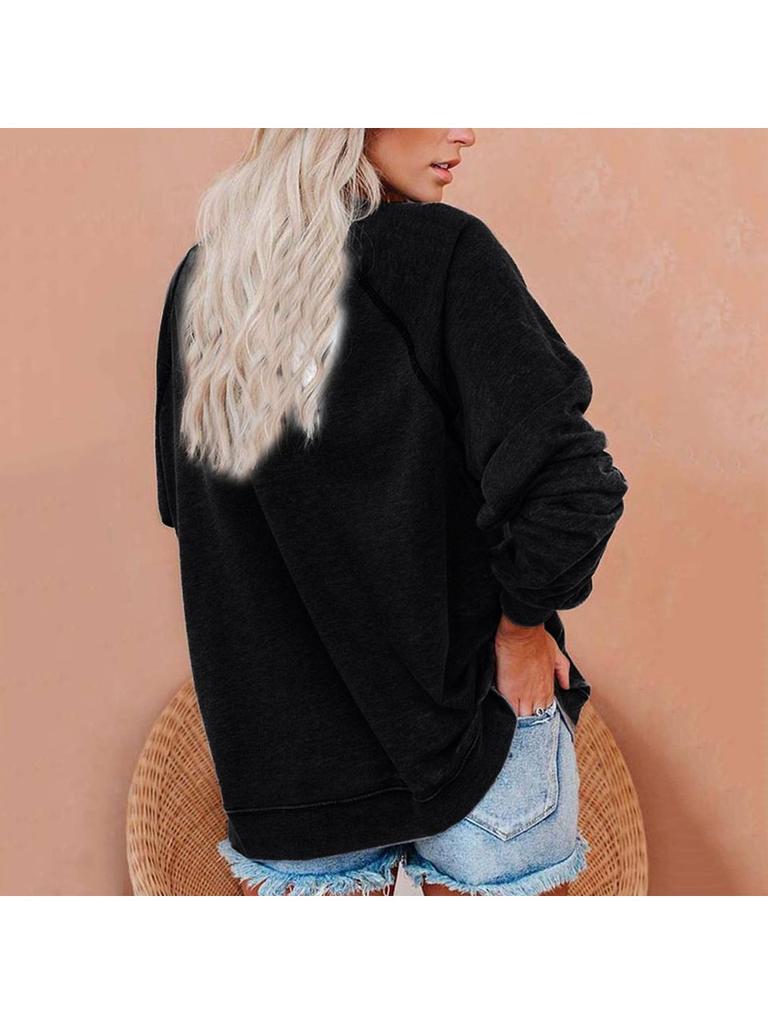 Women's Spring/Fall Sweatshirt Women's Personality Print Top Oversized Pullover Sweatshirt Versatile Sweatshirt
