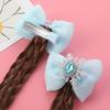 2pcs Snowflake Girls Braids Wig Synthetic Kids Ponytail Princess Cartoon Bow Ponytail  Daily