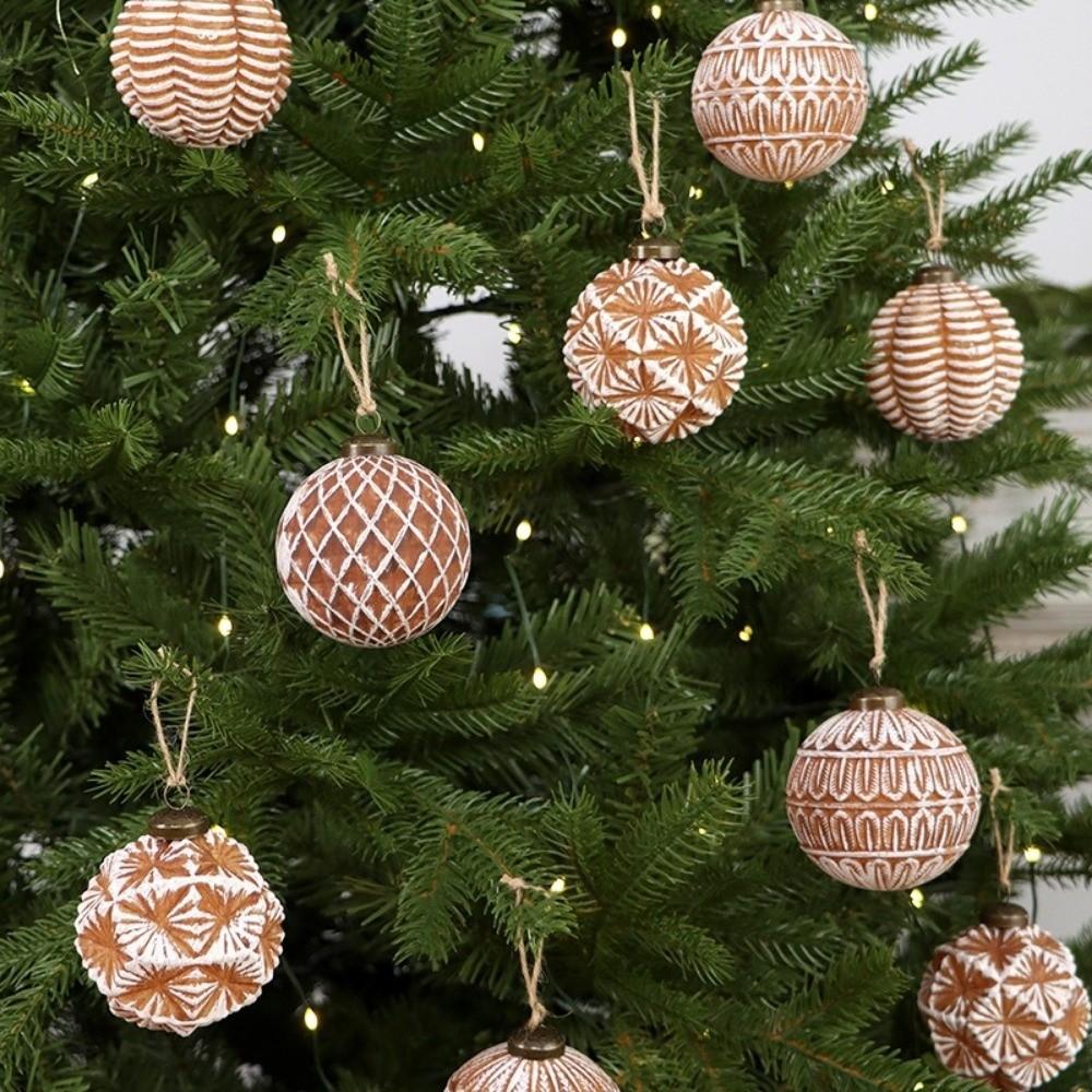 12PCS 8cm Xmas Hanging Ball Vintage Style Christmas Tree Pendant Hotel Decor