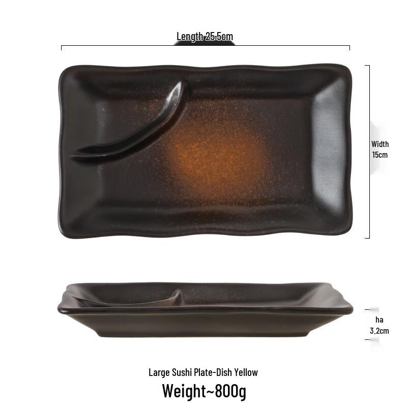 ZISIZ Retro Ceramic Dumpling & Sushi Plate with Sauce Dish