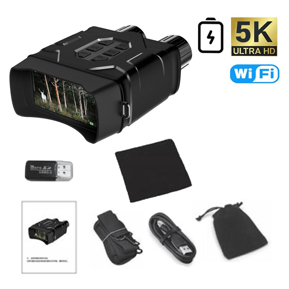 Nv016 4-дюймовый 5k Uhd Wi-Fi бинокулярный телескоп 52mp 10-кратный цифровой зум 300 м инфракрасный бинокль ночного видения для охоты, кемпинга