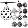 12pcs 8cm Christmas Balls Ornaments Funny Wooden Shatterproof Christmas Tree Decorations Black White Ball Christmas Decor