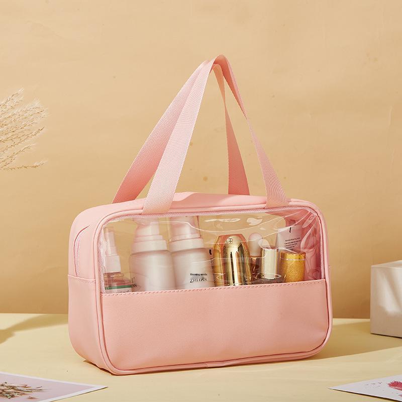 PU Translucent Waterproof Makeup Bag - Large Capacity Travel Bath & Cosmetics Case