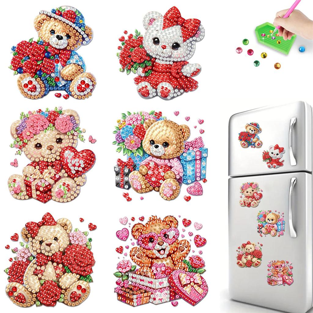 6Pcs Diamond Painting Refrigerator Magnets Cute Diamond Painting Magnets Diamond Art Magnets DIY Art Crafts for Adults Beginners