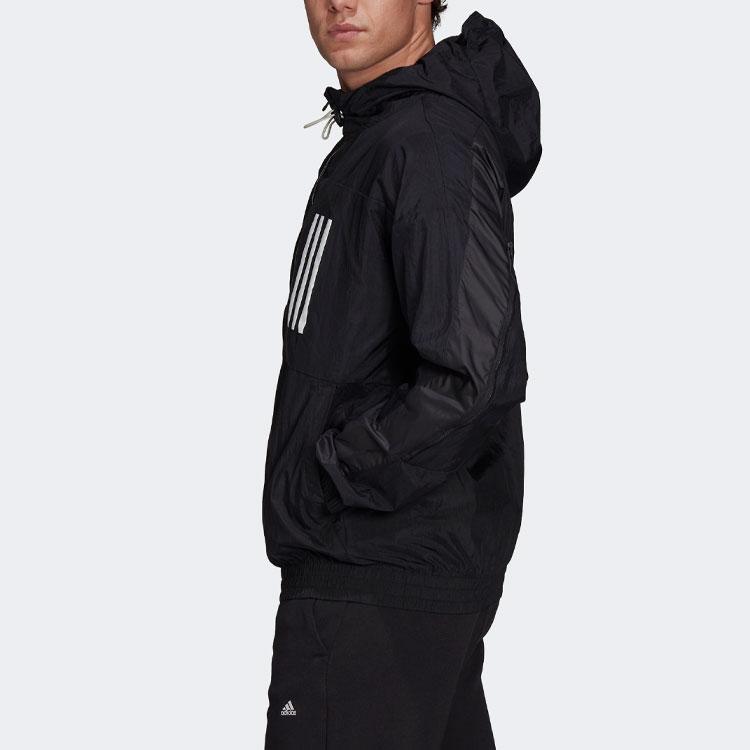 adidas Ветровка с капюшоном и контрастным логотипом Мужские куртки черные GT9769
