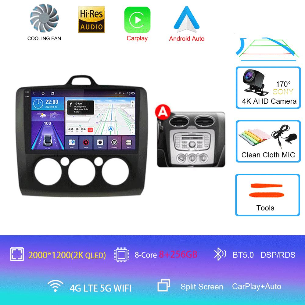 Android 14 Автомобильное радио Авторадио для Ford Focus 2 Mk2 2004 - 2011 GPS-навигация Мультимедийный проигрыватель Carplay Стерео WIFI 360 Камера
