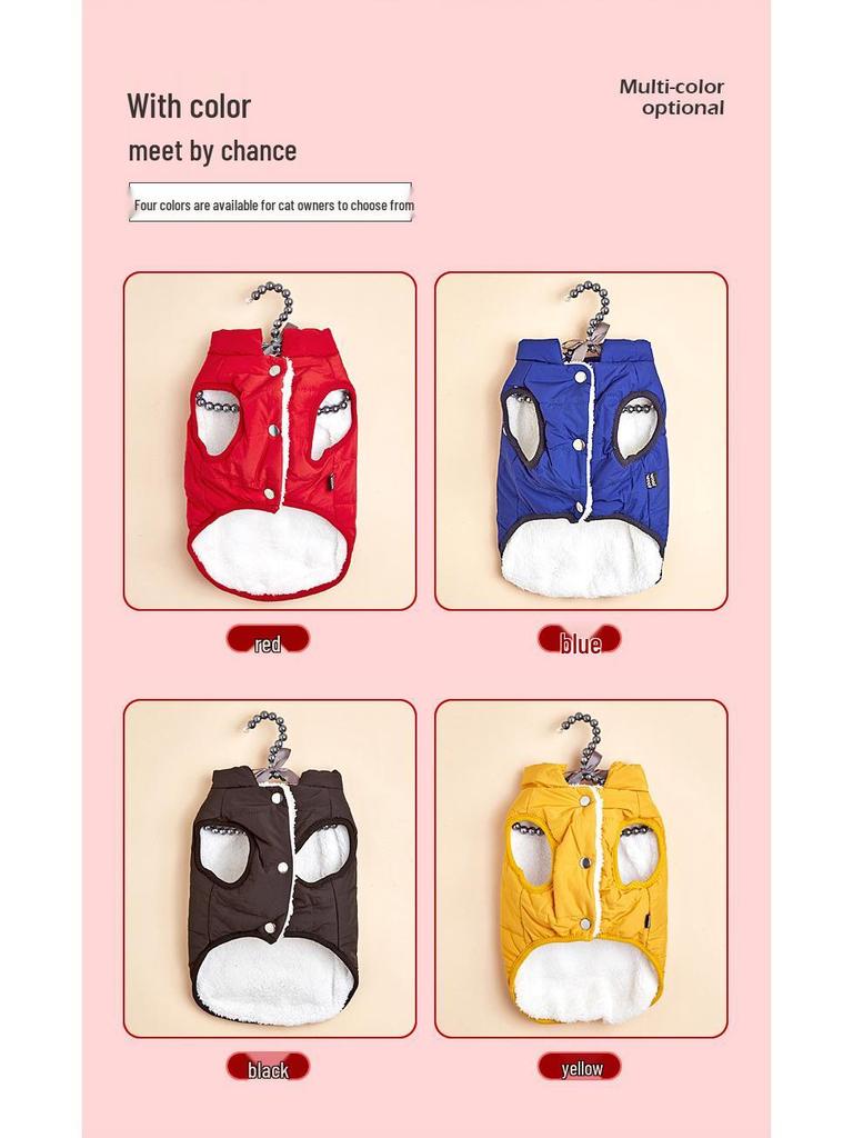 Теплый водонепроницаемый хлопковый жилет для маленьких и средних собак - Меховая подкладка, одежда для питомцев на осень и зиму