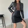 Юбка из искусственной кожи, женская черная сумка с разрезом и высокой талией, короткая юбка на бедрах, весенняя юбка с завязками