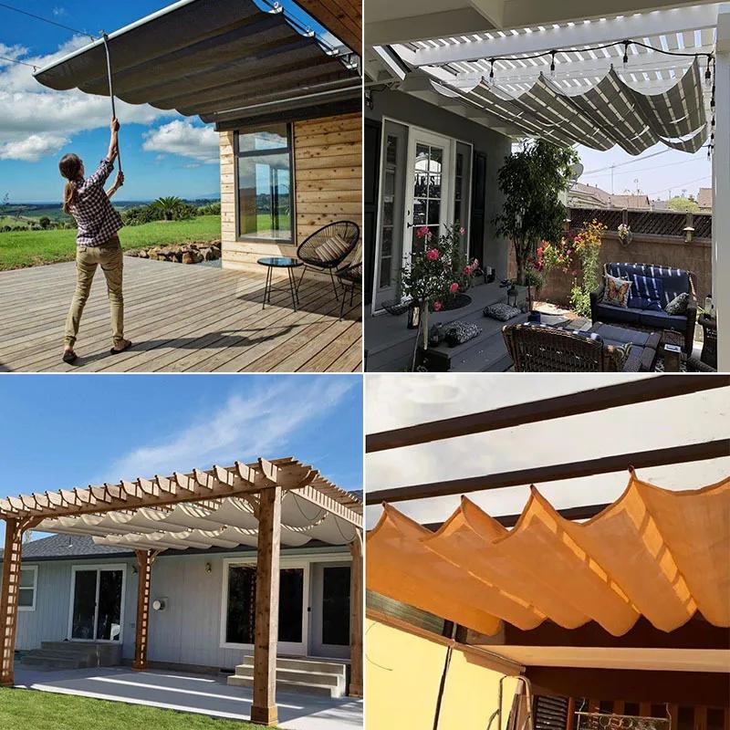 Волнообразная выдвижная солнцезащитная сетка Телескопический тент Навес для улицы Парус от солнца Садовые солнцезащитные сетки Навес для бассейна