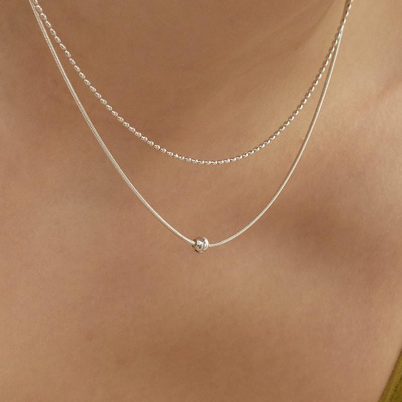 LUNNE Silver 925 Mini Egg Ball Necklace #LSN54