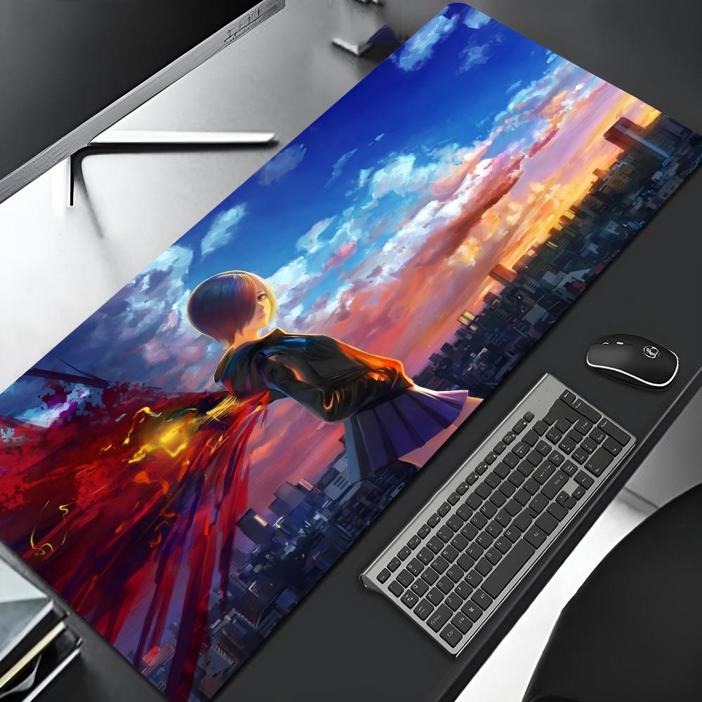 Коврик для мыши Tokyo Ghoul с краем, большой игровой, с фиксацией, для DIY печати, для компьютерного геймера, большой резиновый, арт-коврик для мыши, коврик для стола ноутбука